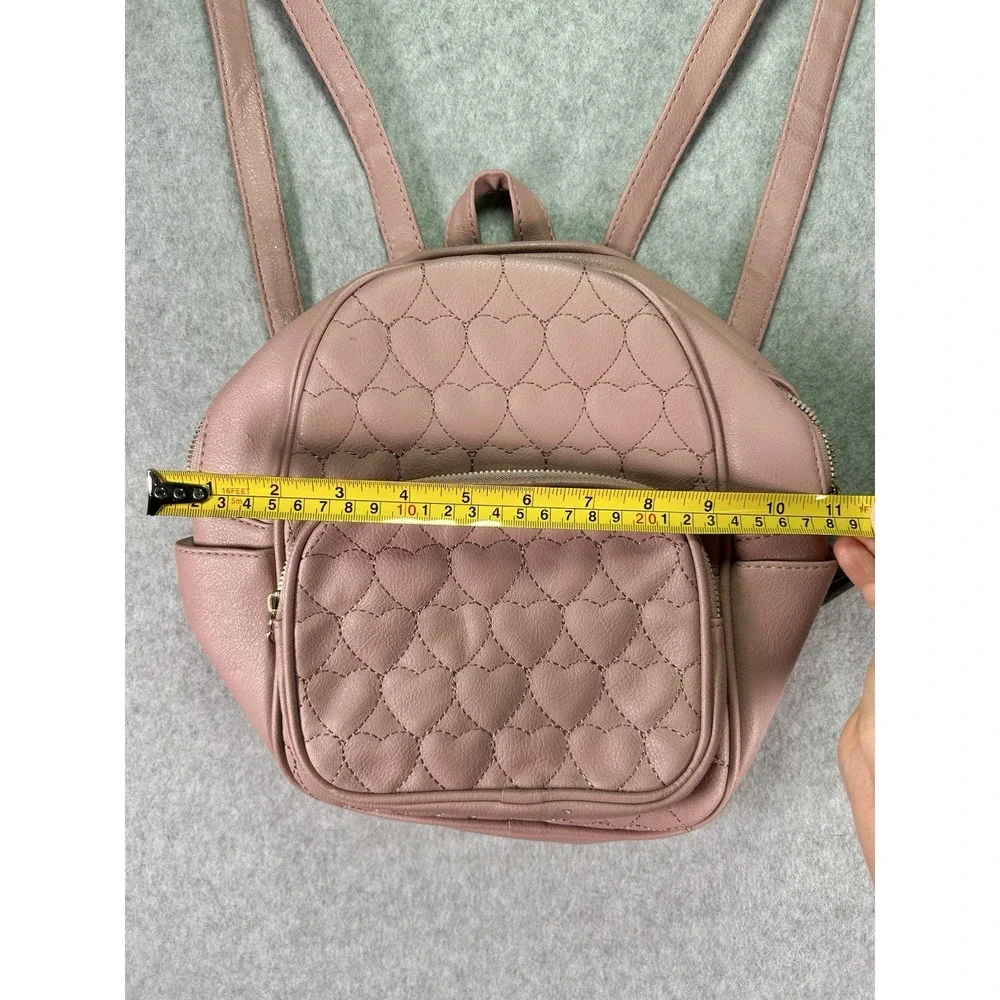 Under One Sky Pink Quilted Heart Mini Backpack Purse Zip, Adjustable Straps